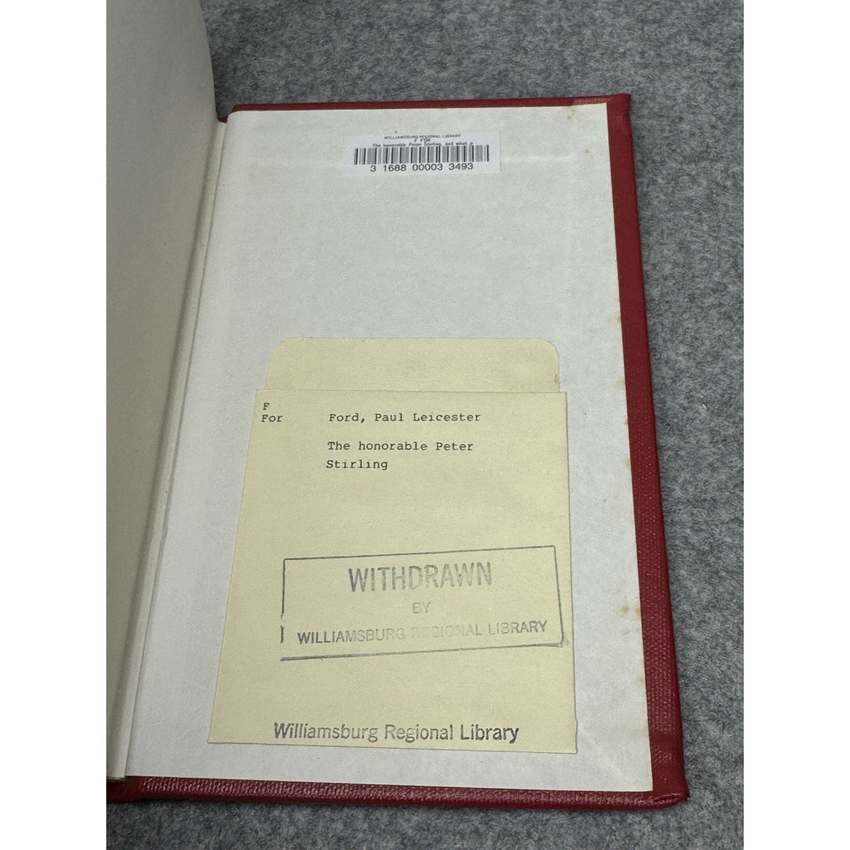 The Honorable Peter Stirling Paul Leicester Ford 1968 Gregg Press Hardcover