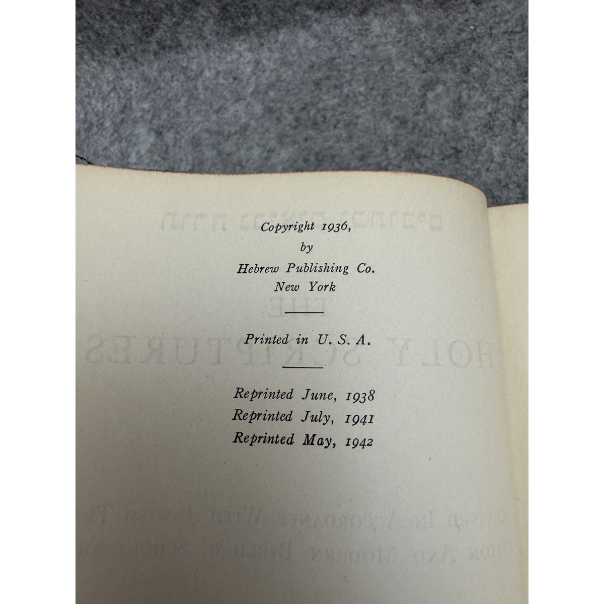 1942 Holy Scriptures Hebrew Publishing Co Bible English Hebrew Judaica HC