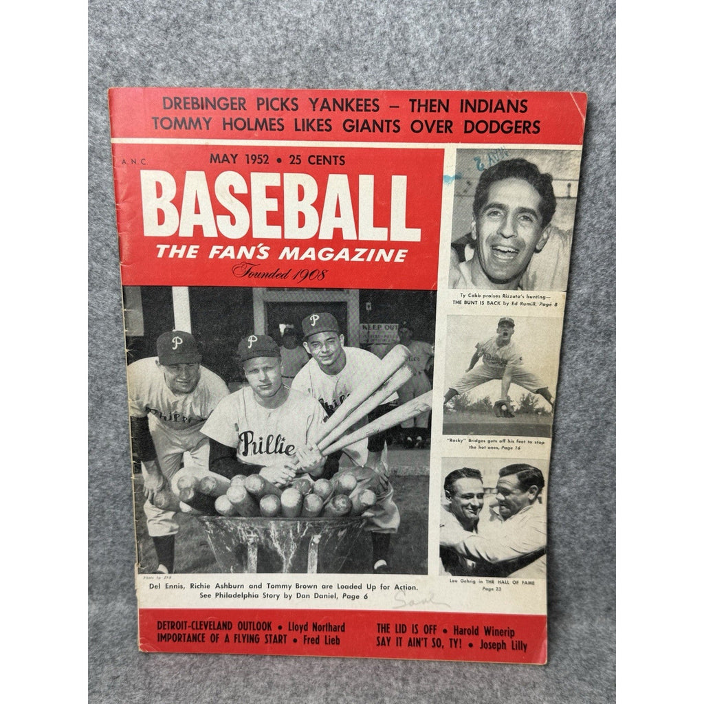 1952 Baseball Magazine May Richie Ashburn Phillies Phil Rizzuto Ty Cobb Gehrig