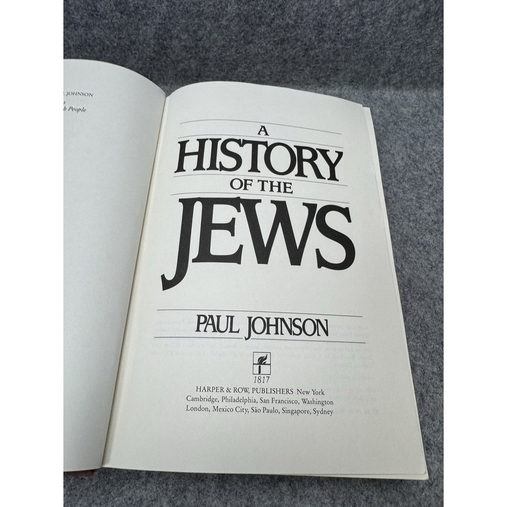 A History of the Jews Paul Johnson 1987 First US Edition Hardcover Judaica