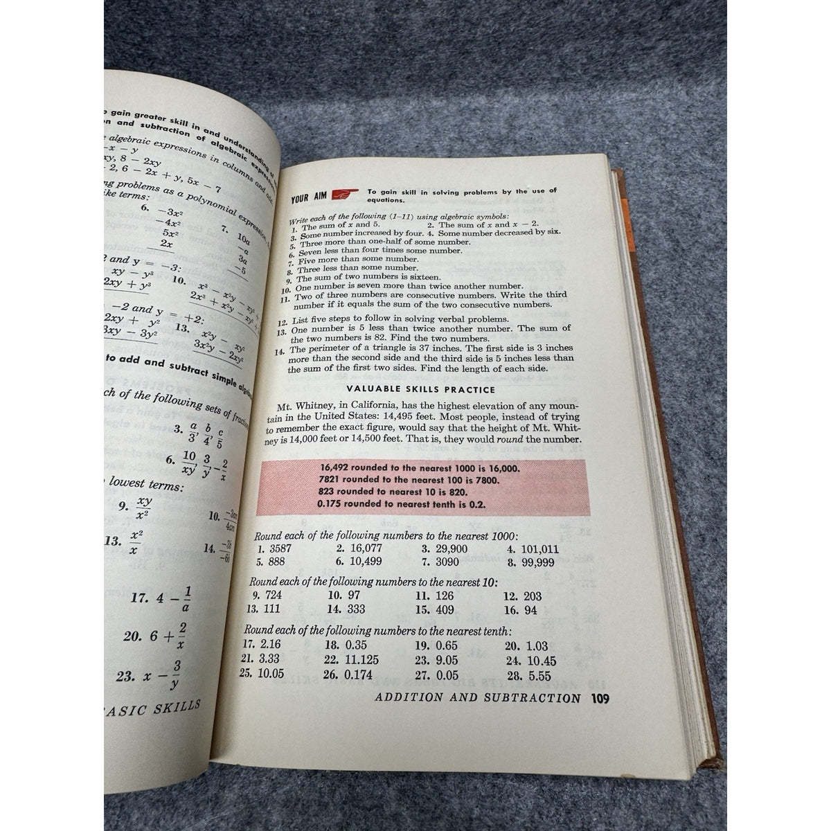 1960 Algebra Its Big Ideas Basic Skills Book 1 Vintage Math Textbook Airplane