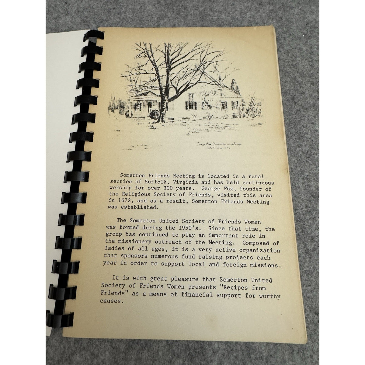 Recipes From Friends Somerton Friends Meeting Quaker Cookbook Spiral PB