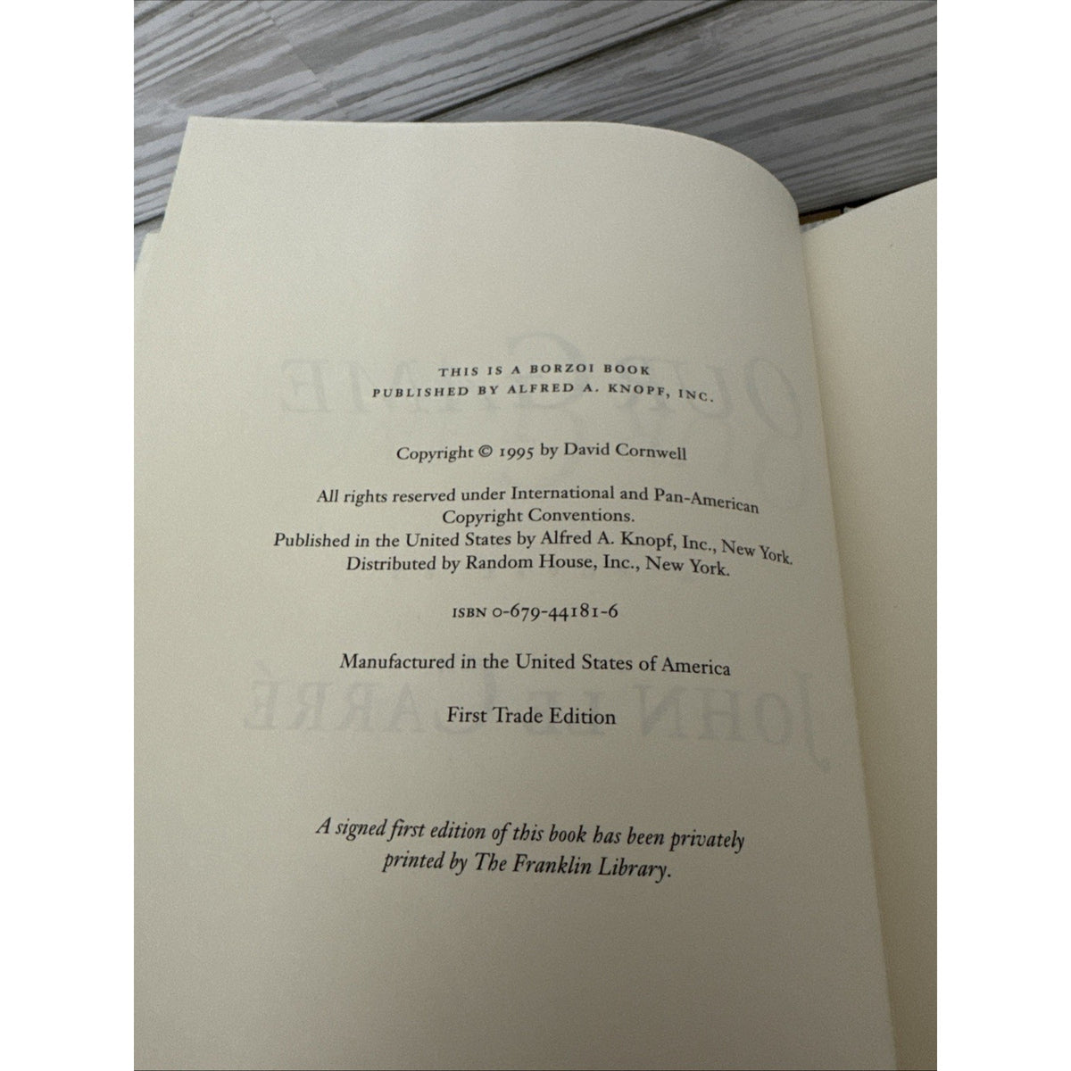 Our Game by John Le Carre - 1995 Hardcovet HC 1st First Trade Edition