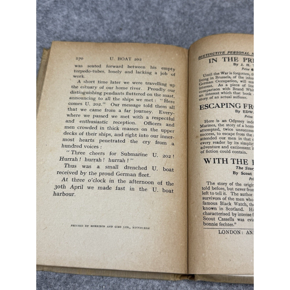 1919 U Boat 202 War Diary German Submarine WWI von Spiegel First UK Edition