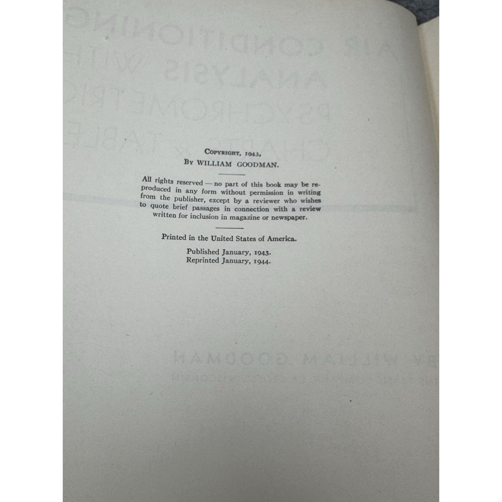 1944 Air Conditioning Analysis Psychrometric Charts Goodman Vintage HVAC