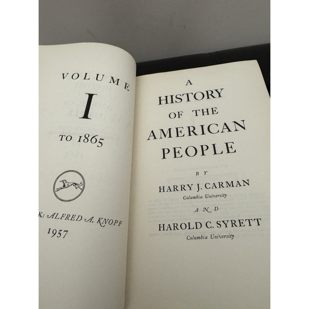 A History of the American People Vol I–II 1957 Carman Syrett Knopf HC