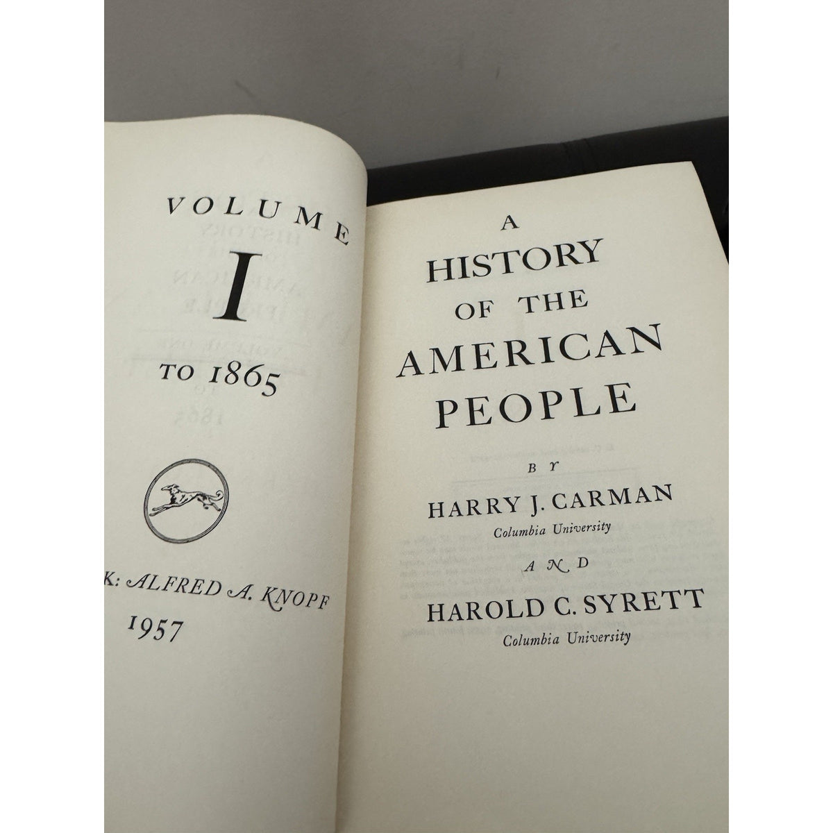 A History of the American People Vol I–II 1957 Carman Syrett Knopf HC