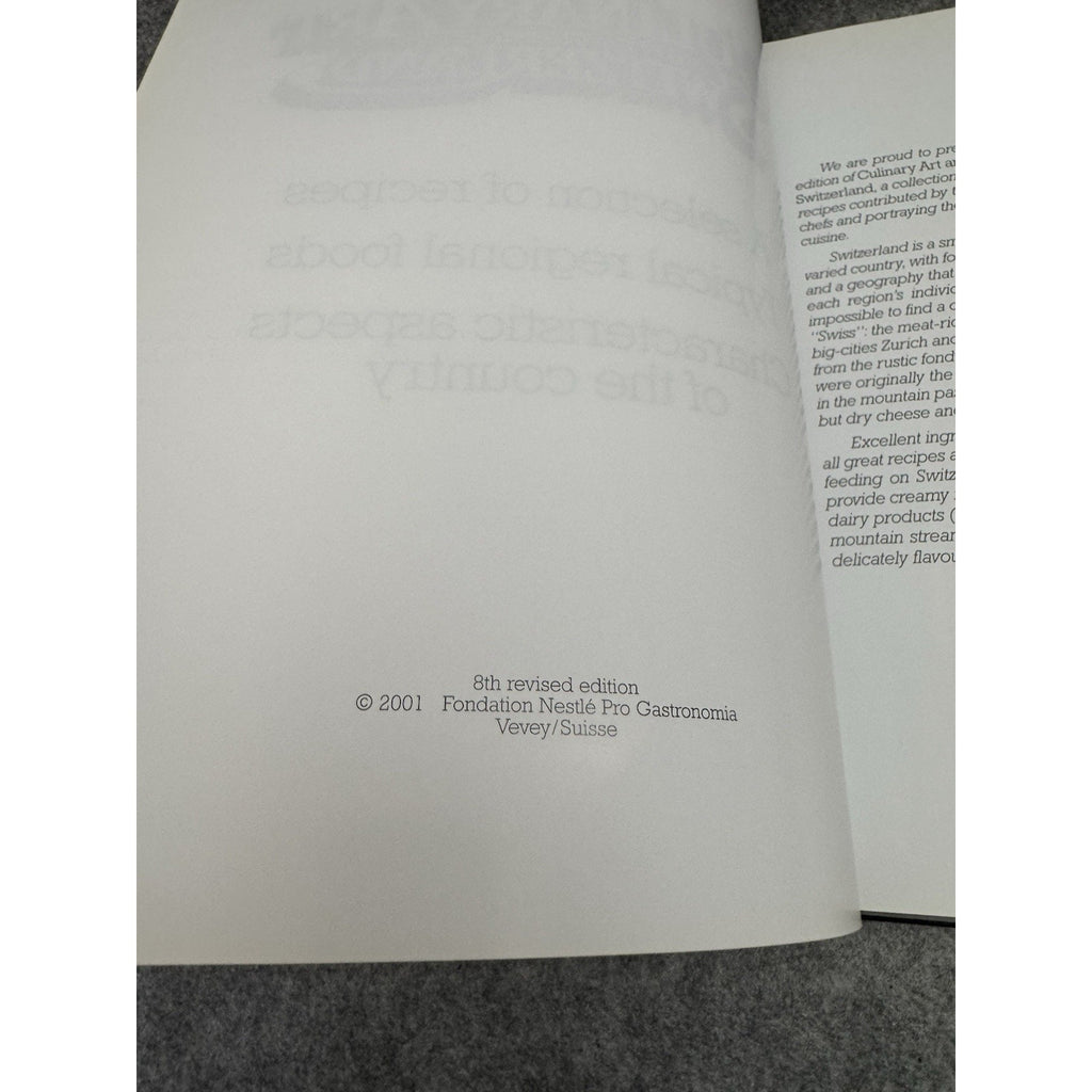 Culinary Art and Traditions of Switzerland 2001 HC Swiss Cookbook