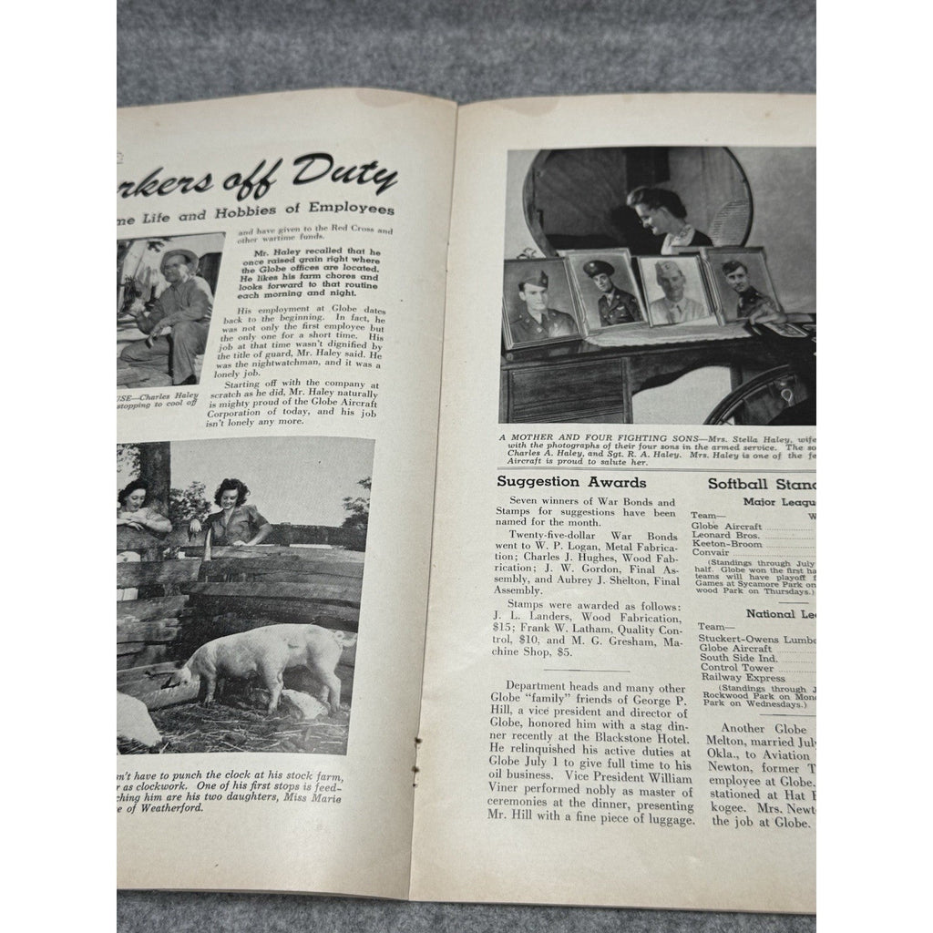 1943 Globe Beam August WWII Aircraft Magazine Fort Worth War Bonds Army Police
