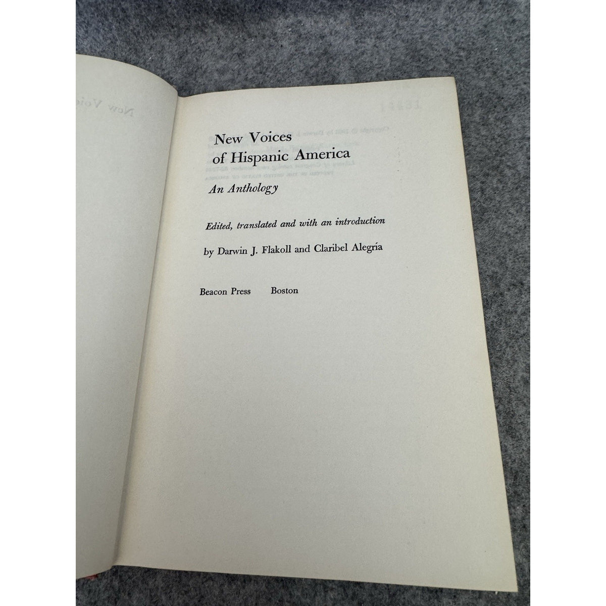 1962 New Voices of Hispanic America Anthology Flakoll Alegria HC