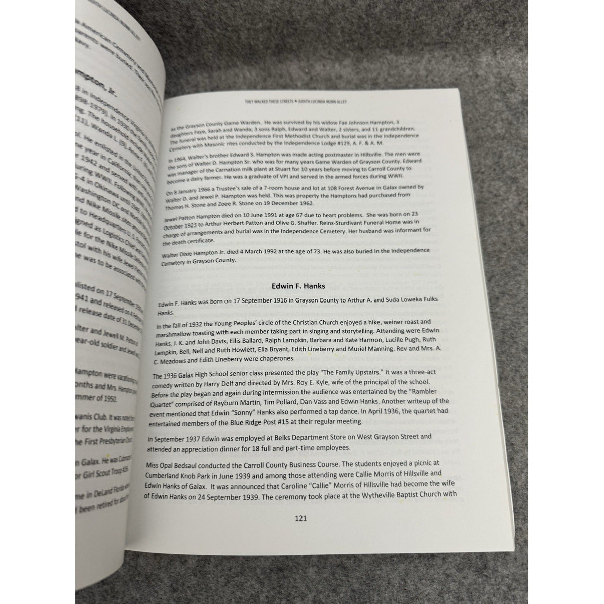 Signed They Walked These Streets Vol 1 Galax VA History Judith Alley