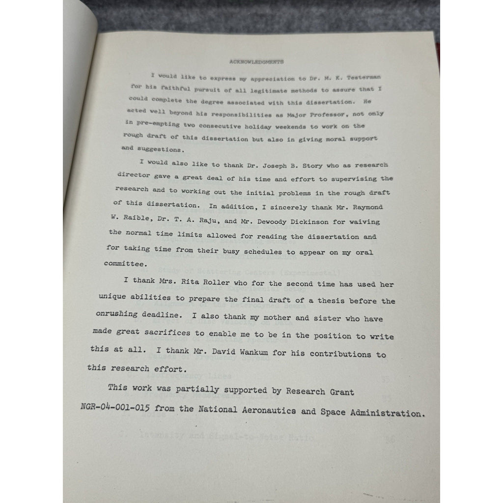 NASA Funded 1968 Doppler Fluid Velocity Dissertation Committee Signed Bond