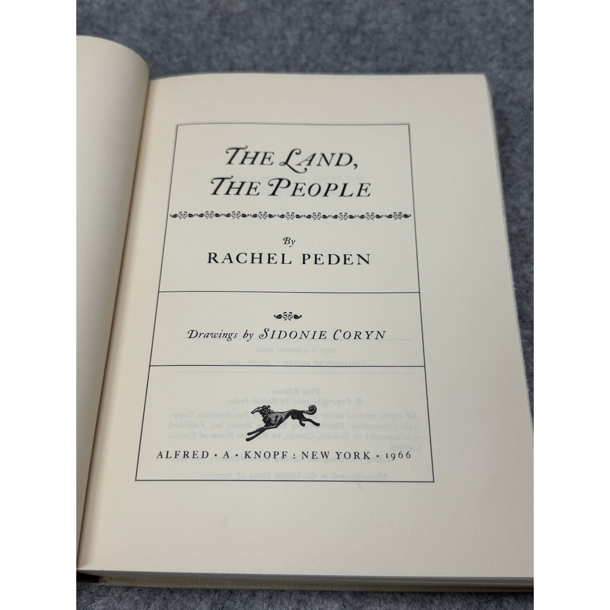 1966 The Land, The People Rachel Peden First Edition Hardcover Knopf