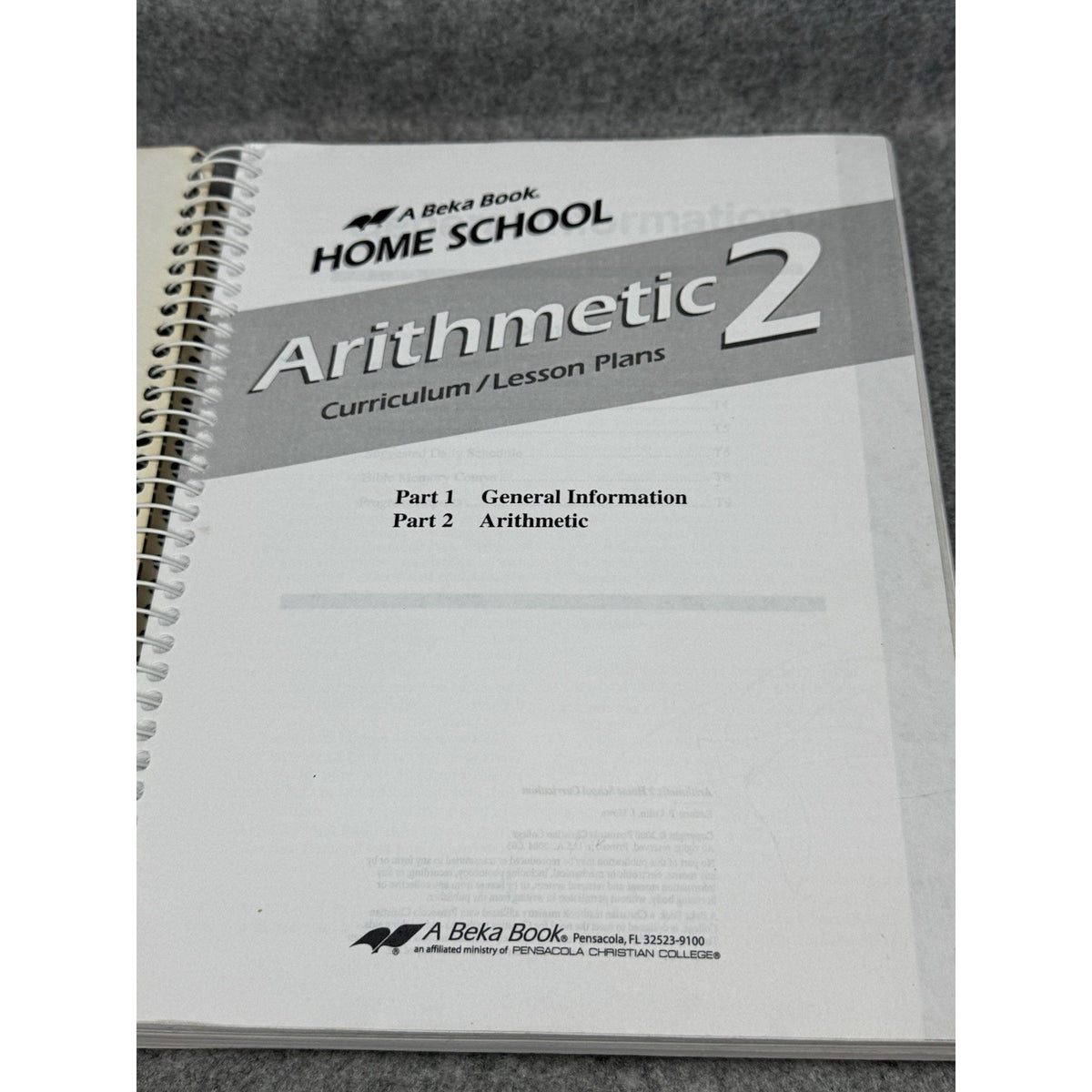 A Beka Arithmetic 2 Home School Curriculum Lesson Plans Grade 2 Spiral Bound