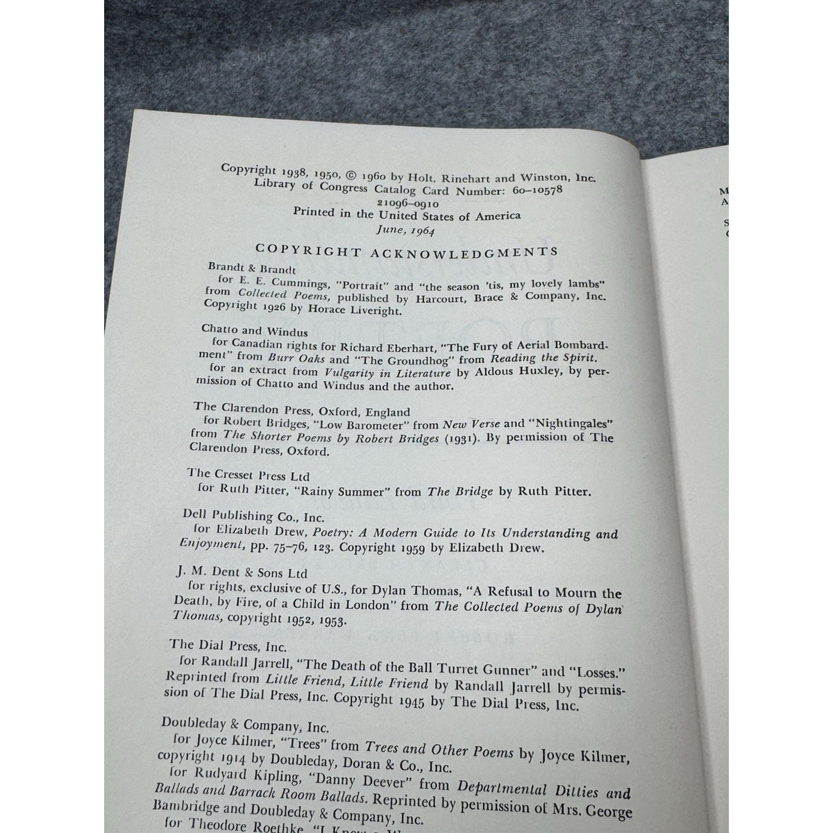 Understanding Poetry Brooks Warren 1964 Third Edition Hardcover Anthology