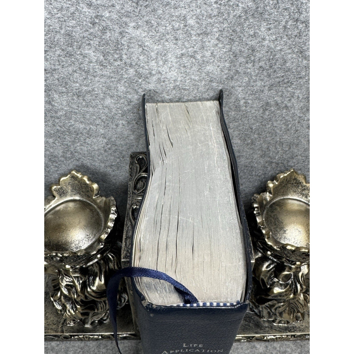 NIV Life Application Study Bible Navy Bonded Leather Silver Edges Zondervan