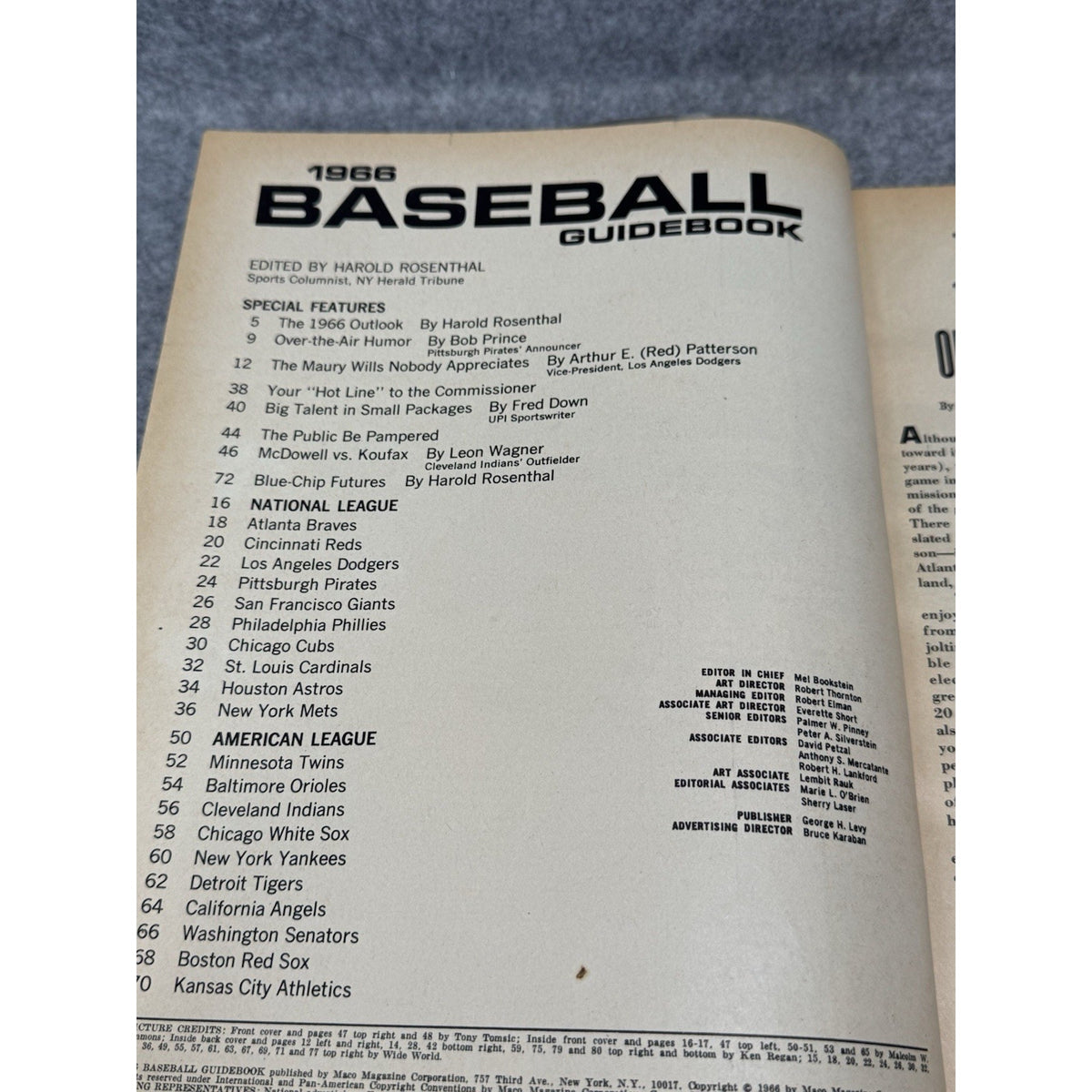 1966 Maco Baseball Guidebook Sam McDowell Cleveland Indians Sandy Koufax