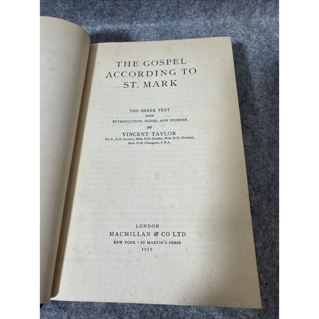 The Gospel According to St Mark Vincent Taylor HC VTG Book 1959