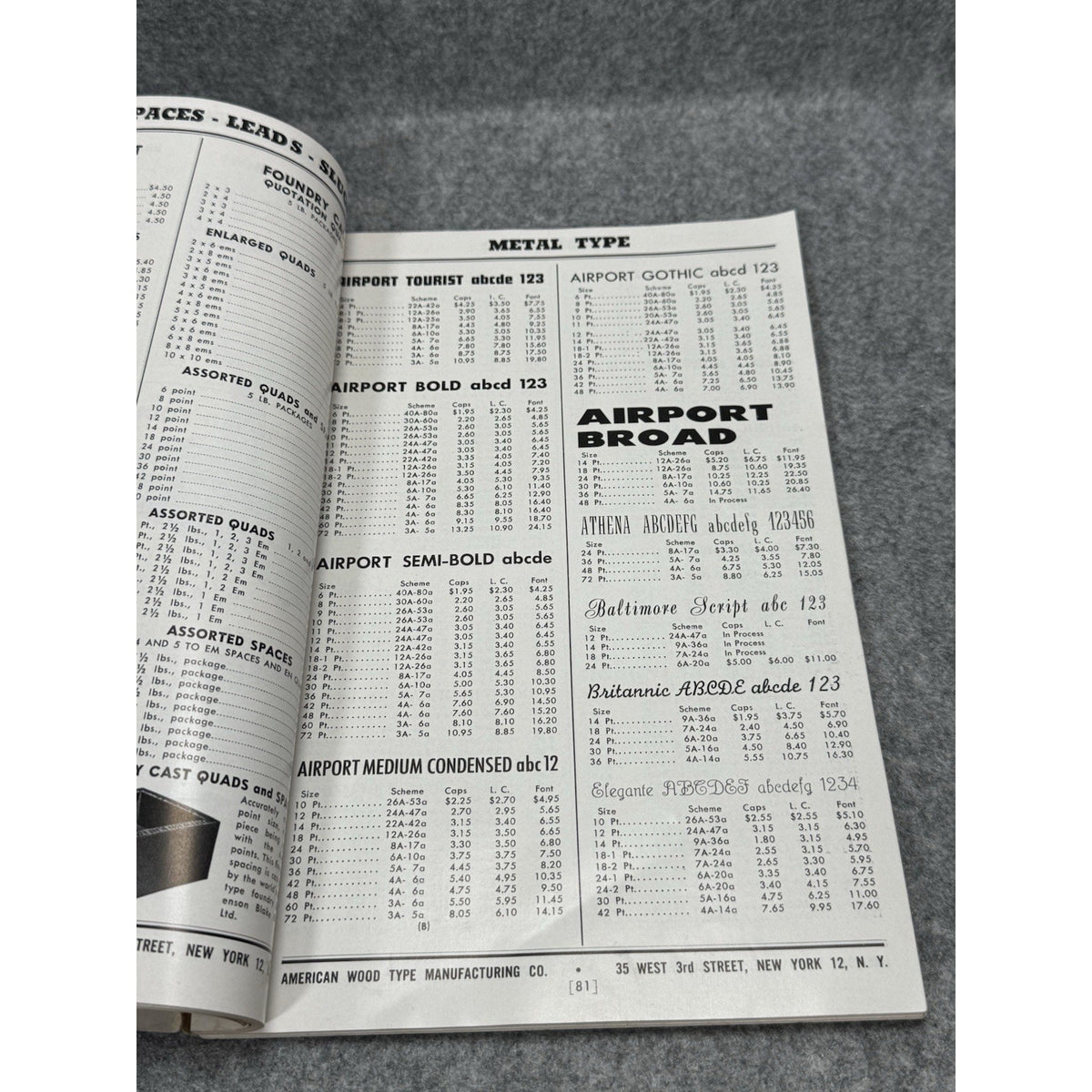 1955-1956 American Wood Type Mfg Co Catalog Printers Supplies Letterpress