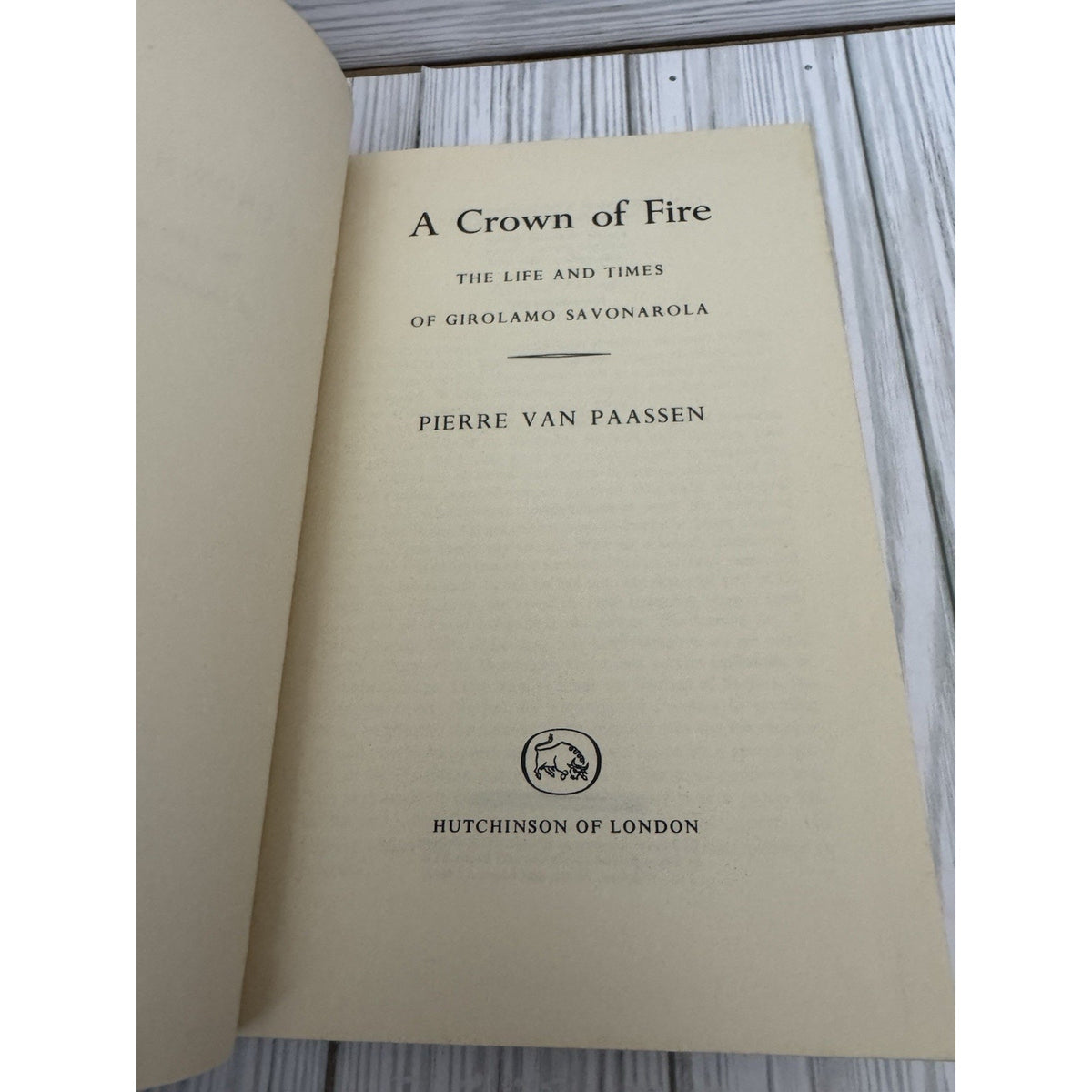A Crown of Fire Pierre Van Paassen 1961 HC Savonarola Biography