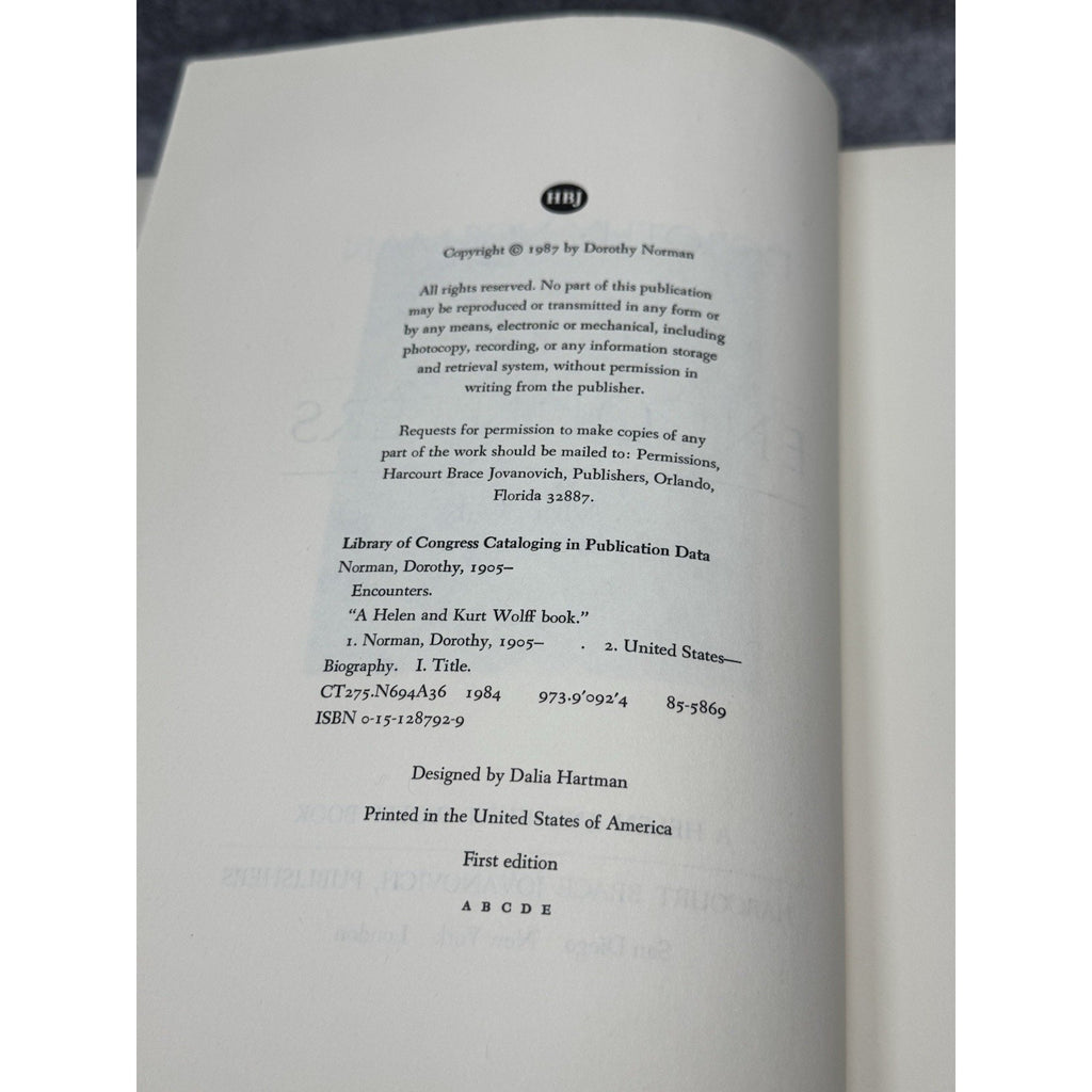 Encounters A Memoir Dorothy Norman 1987 First Edition HC Alfred Stieglitz