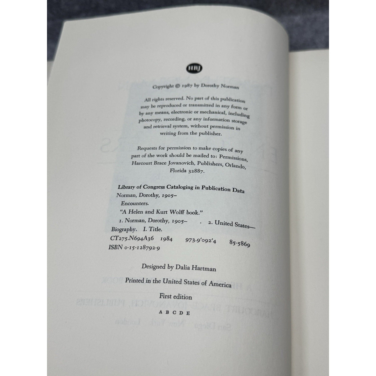 Encounters A Memoir Dorothy Norman 1987 First Edition HC Alfred Stieglitz
