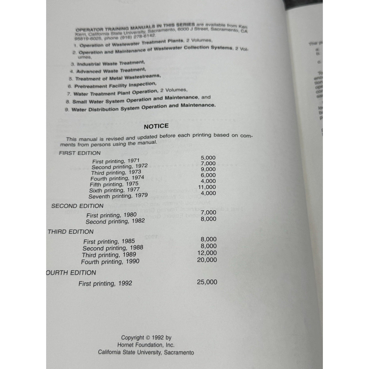 1992 Operation of Wastewater Treatment Plants Vol 1 EPA 4th Ed Training Manual