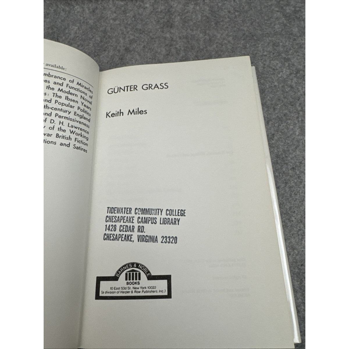 Günter Grass (Barnes & Noble critical studies) Keith Miles