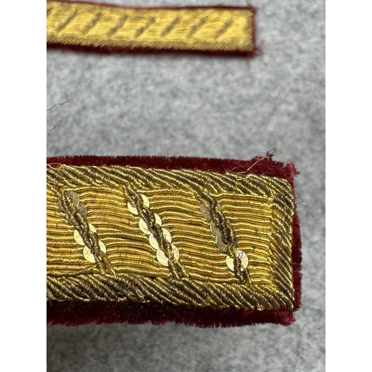 French Medical Officer Bullion Epaulette Holders Pair Red Velvet Shoulder Straps