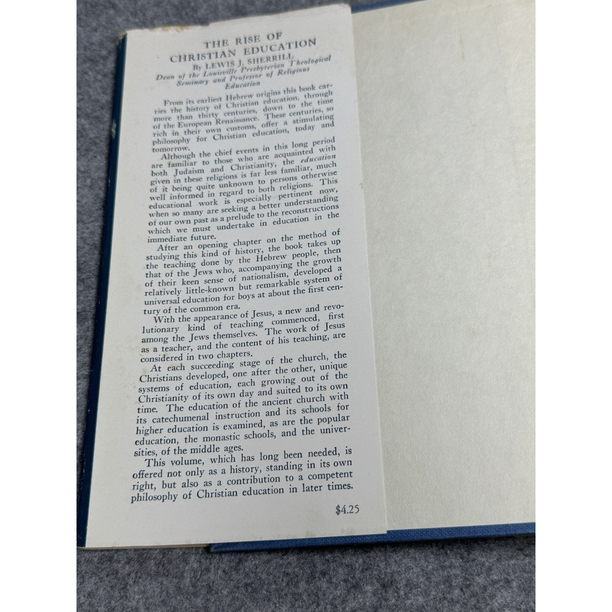 Rise of Christian Education Lewis J Sherrill 1958 Theology History Hardcover DJ