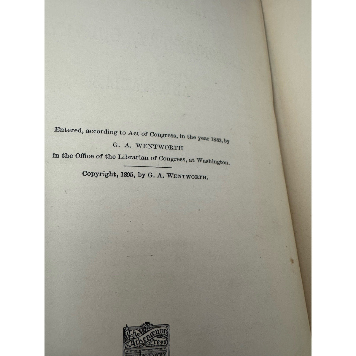 Plane Trigonometry Surveying Tables Wentworth 1895 HC Antique