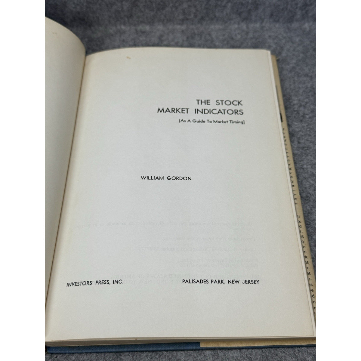 The Stock Market Indicators William Gordon 1968 Hardcover DJ Technical Analysis