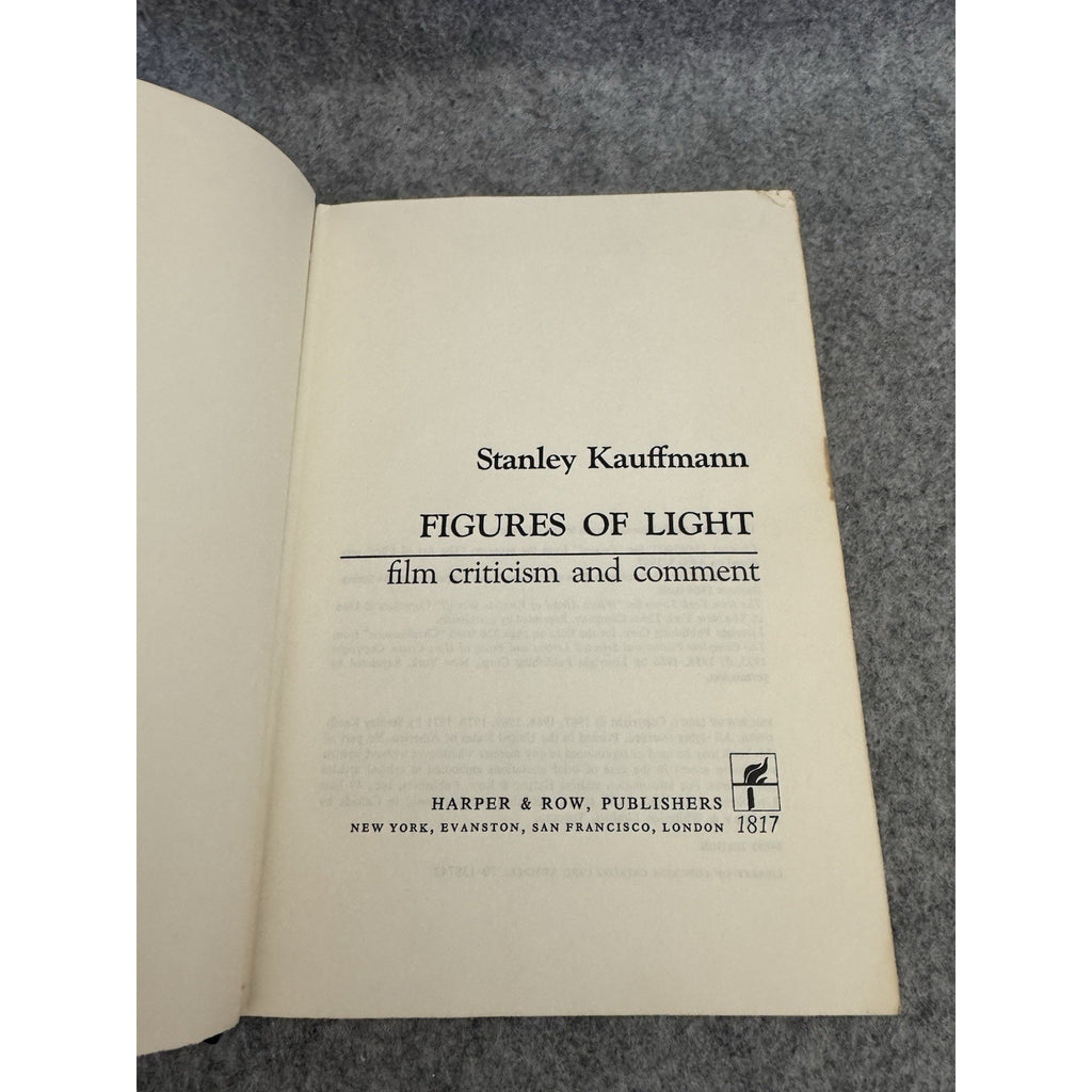 Stanley Kauffmann Figures of Light Film Criticism & Comment 1st Edition HC DJ