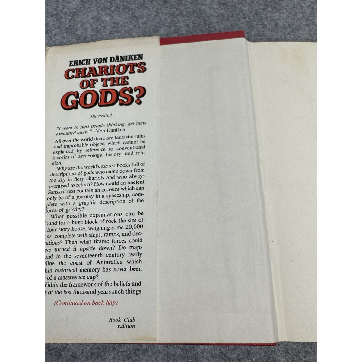 Chariots of the Gods Erich von Daniken 1970 Illustrated Book Club HC DJ