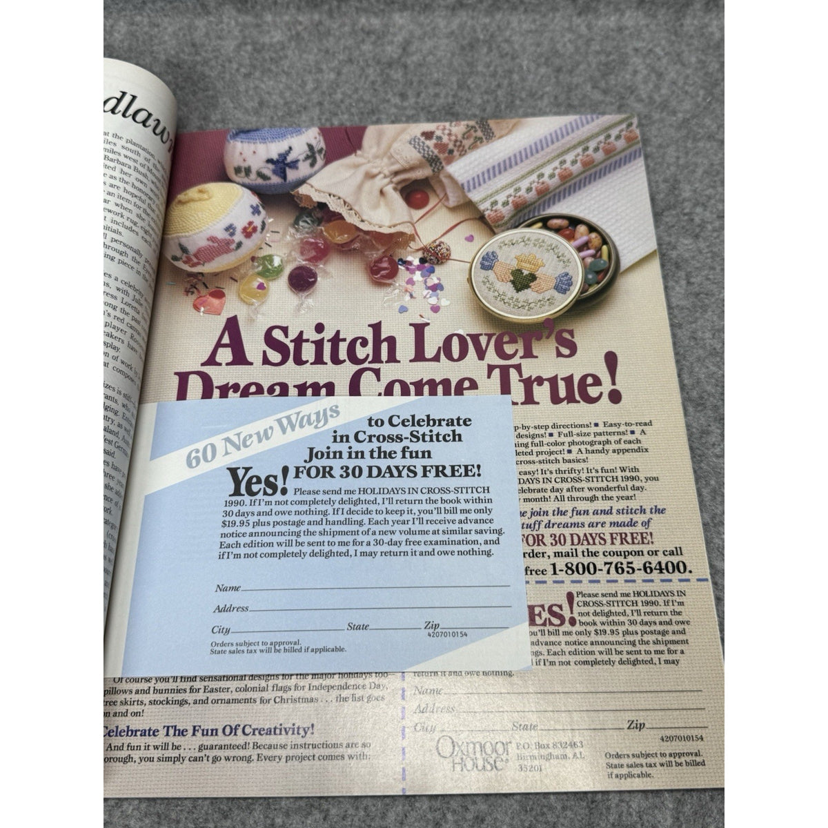 1990 Just Cross Stitch Magazine April Strawberries Flowers Easter Patterns