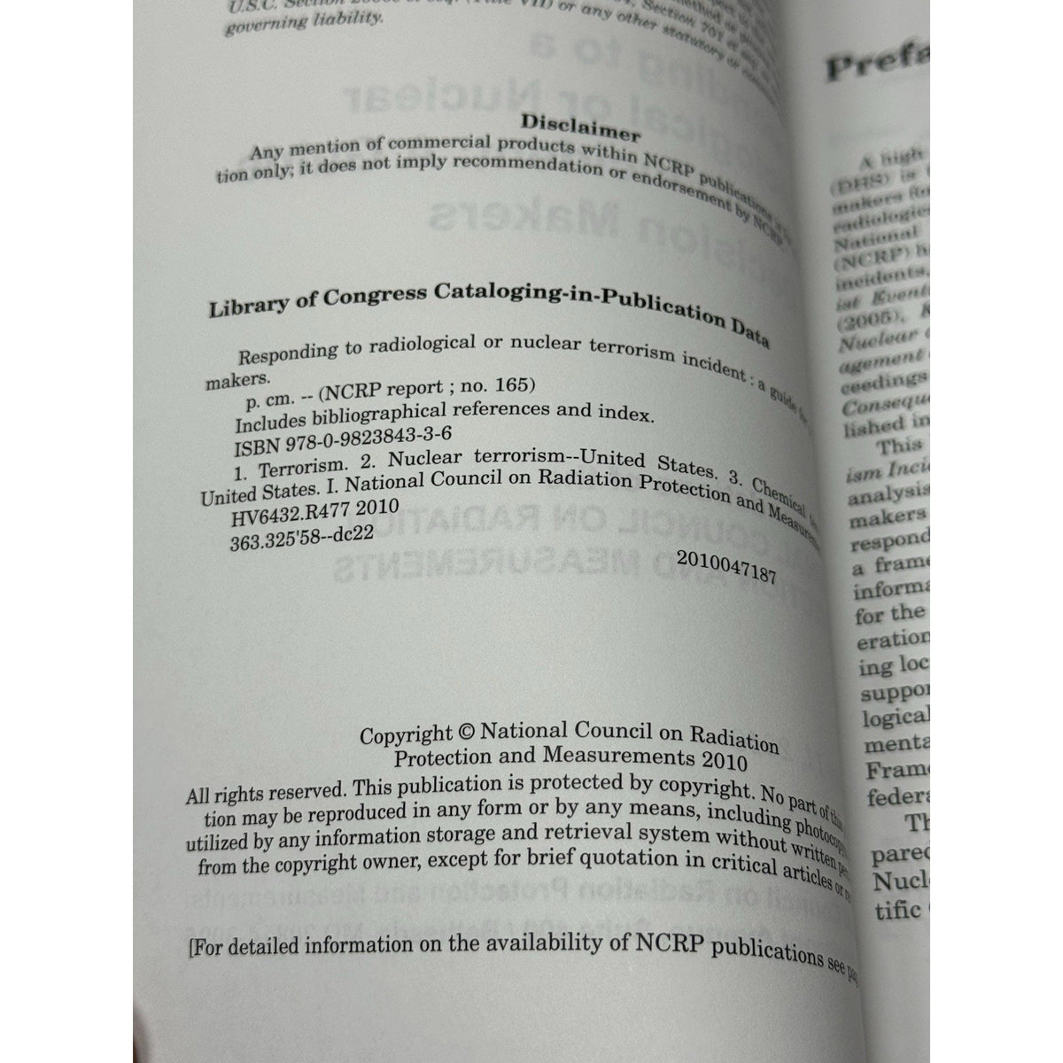 Nuclear Terrorism Incident Response Guide NCRP Report 165 Emergency Planning