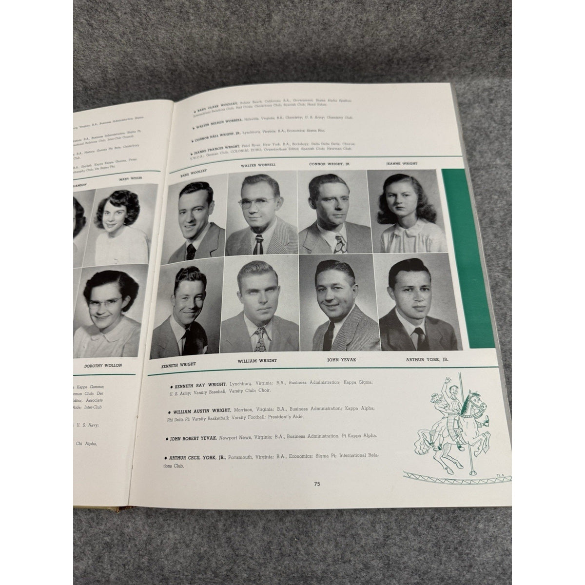 1949 Colonial Echo William & Mary Yearbook Williamsburg Virginia HC