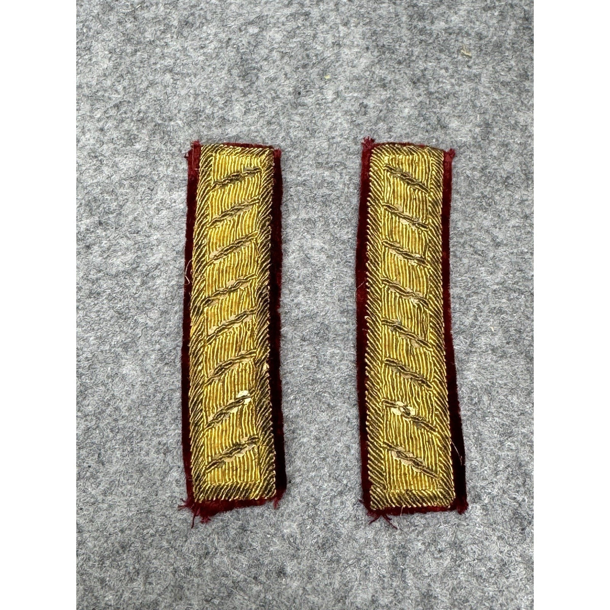 French Medical Officer Bullion Epaulette Holders Pair Red Velvet Shoulder Straps