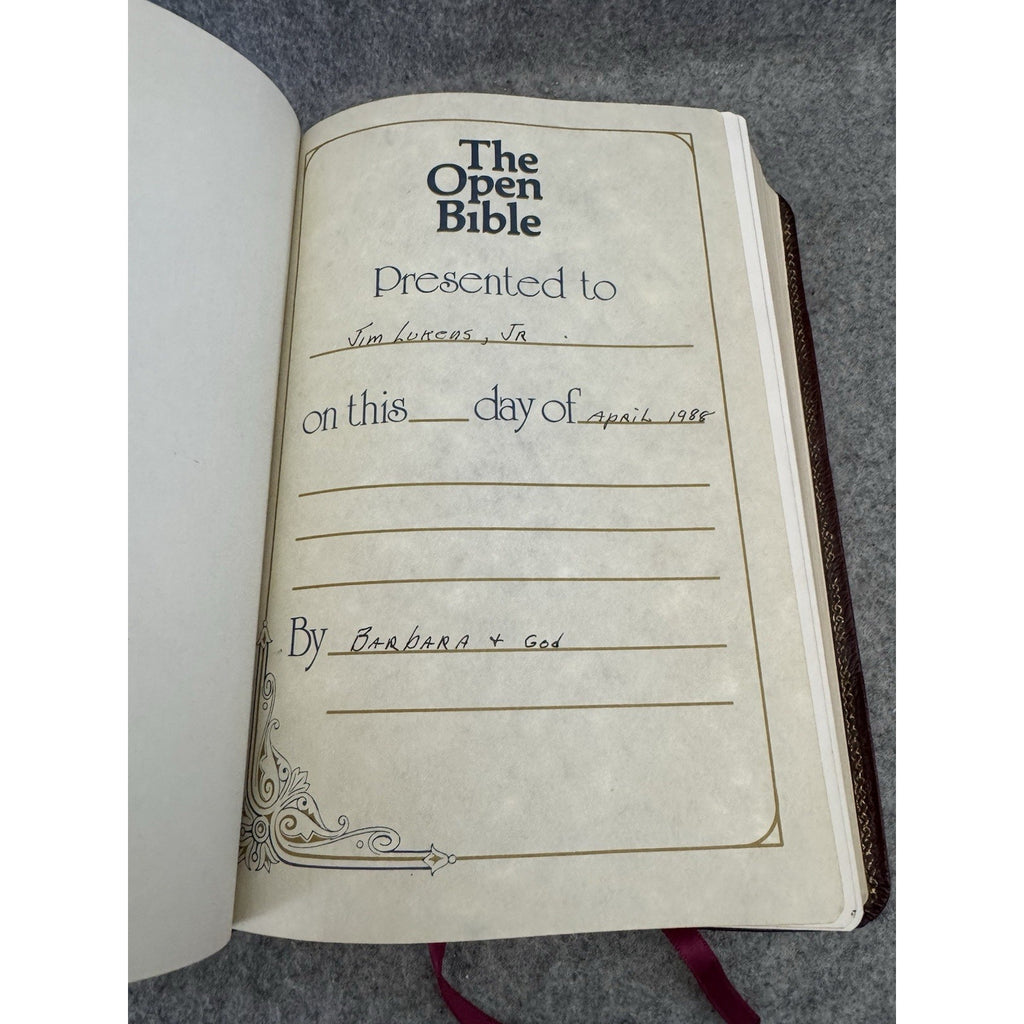 1987 Heritage Bible NKJV Open Bible Expanded Edition Genuine Leather