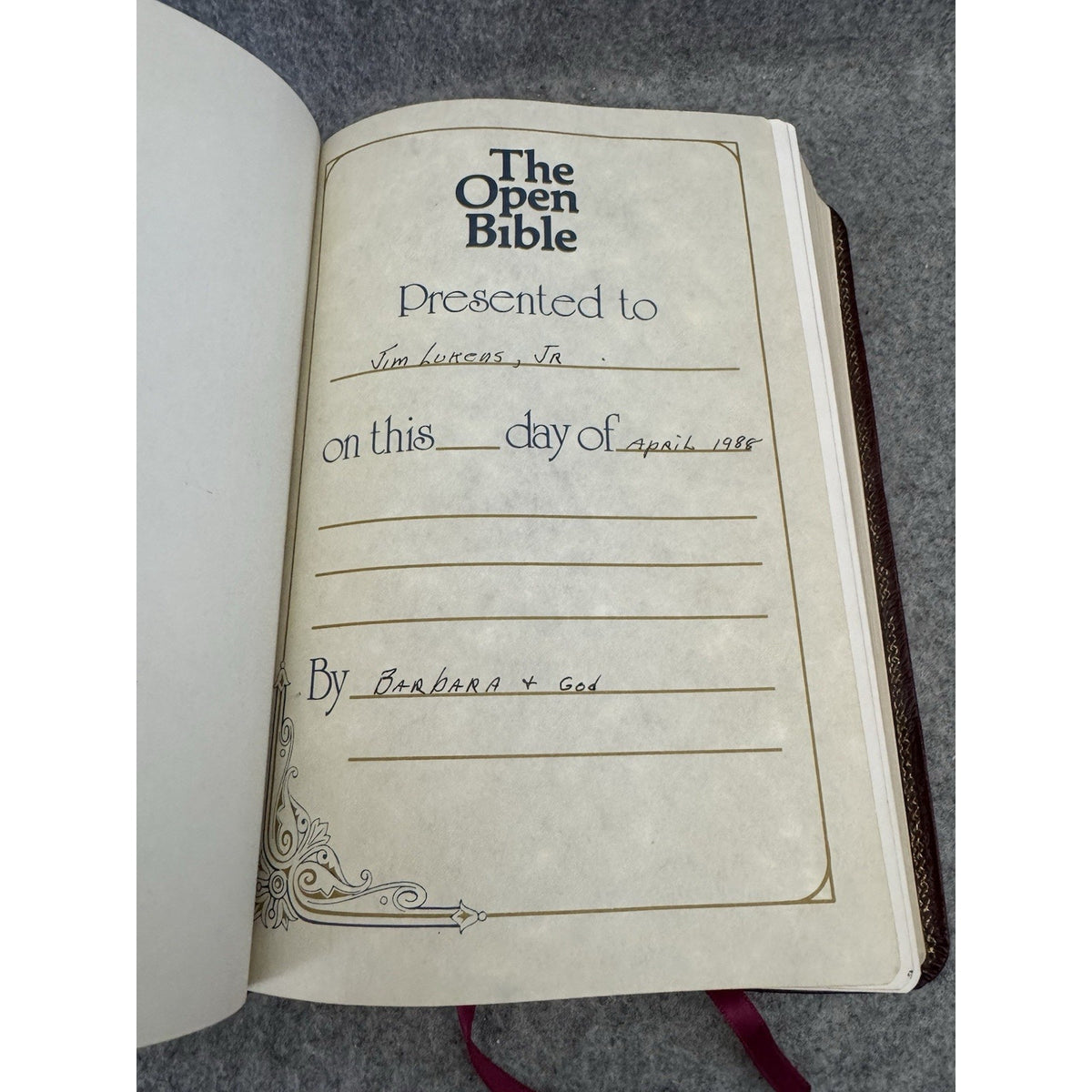 1987 Heritage Bible NKJV Open Bible Expanded Edition Genuine Leather