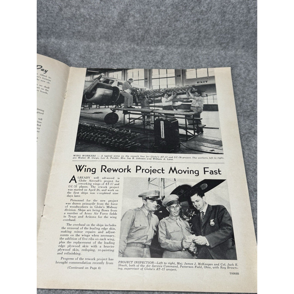 1944 Globe Beam Aircraft Magazine WWII Fort Worth Texas Swift War Bonds