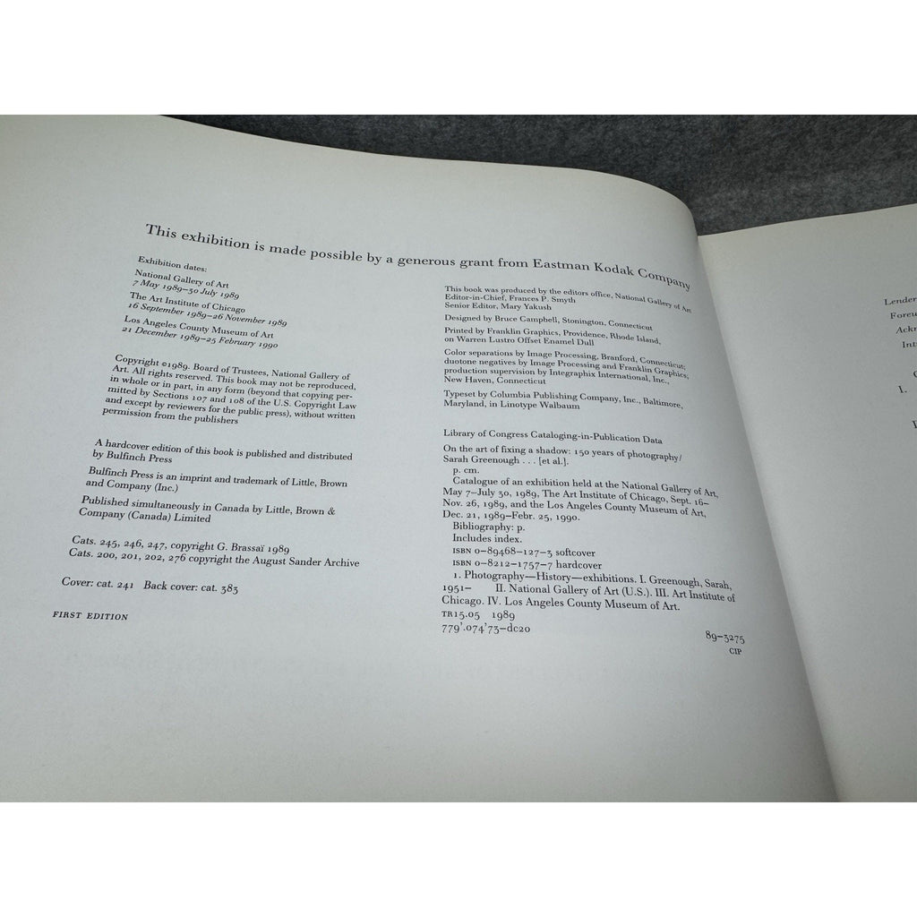 1989 On the Art of Fixing a Shadow Photography First Edition Exhibition Catalog