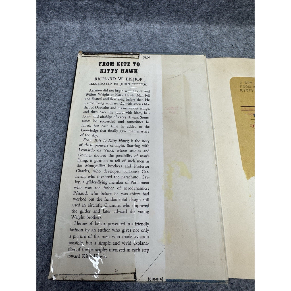 1958 From Kite to Kitty Hawk Richard Bishop First Printing Aviation History