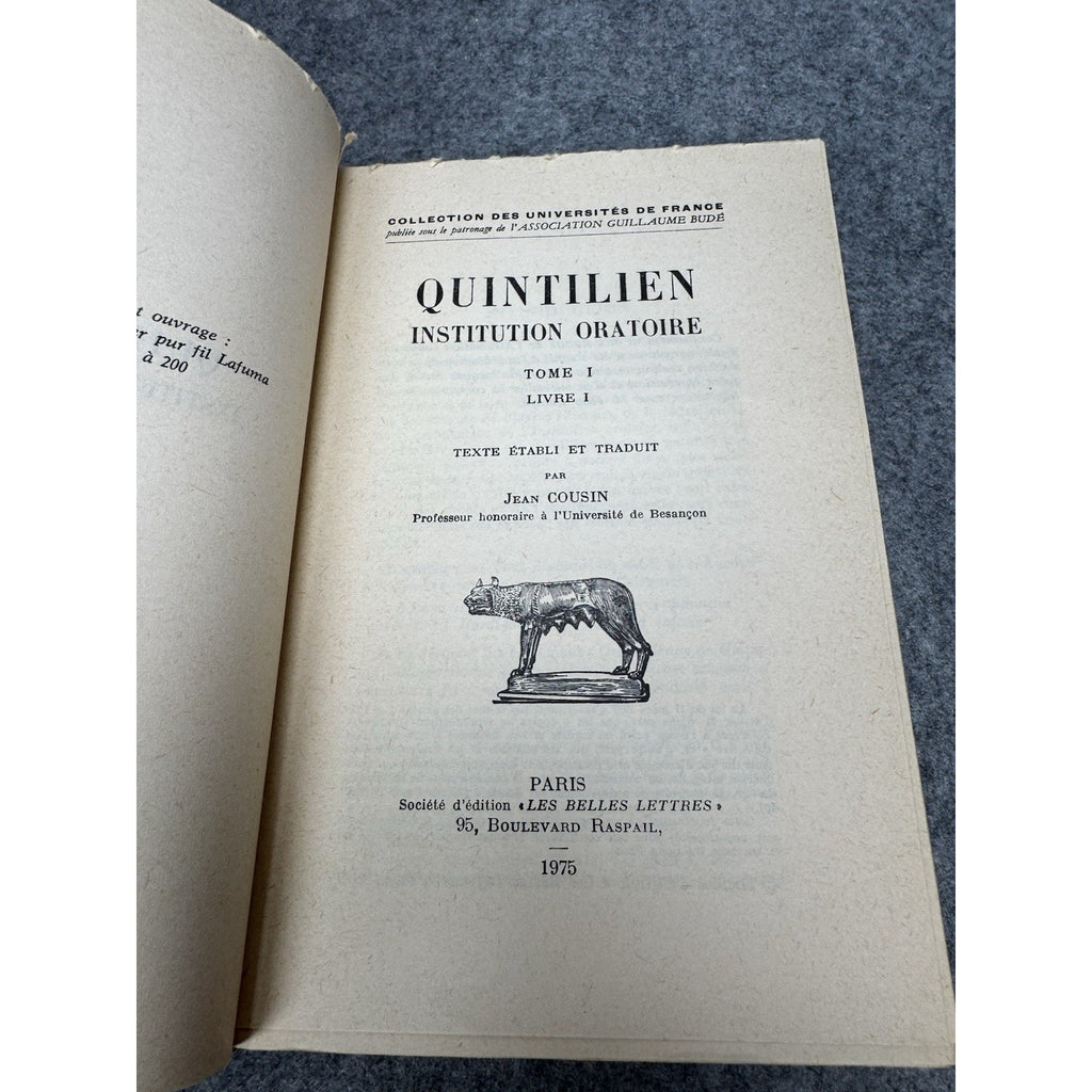 Quintilien Institution Oratoire Tomes I–IV 1975–77 Jean Cousin Latin French