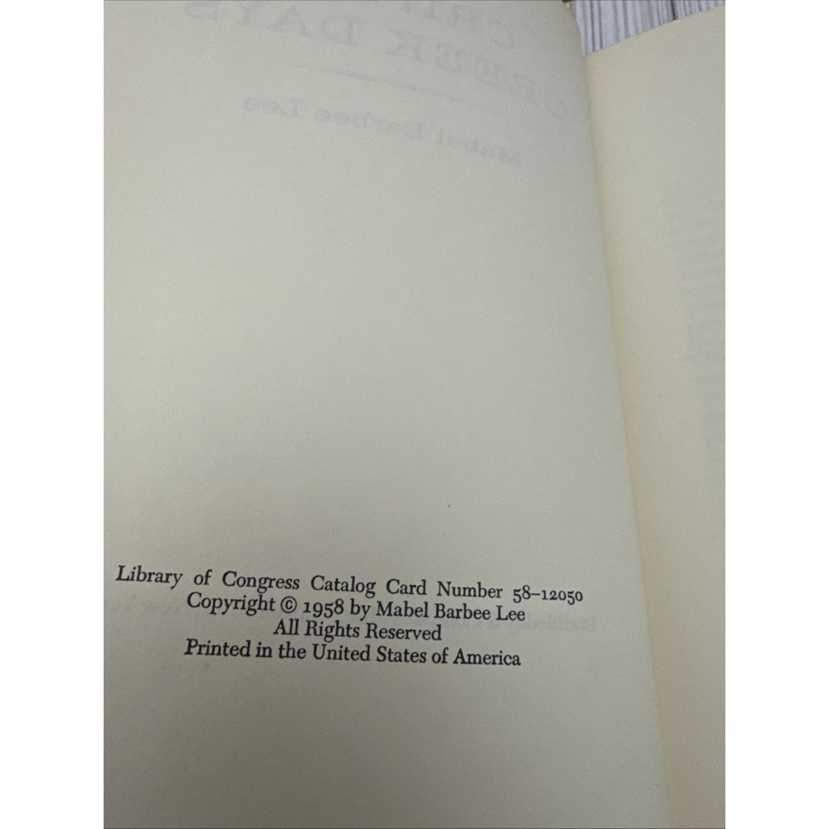 1958 Cripple Creek Days by Mabel Barbee Lee First Edition/First Printing