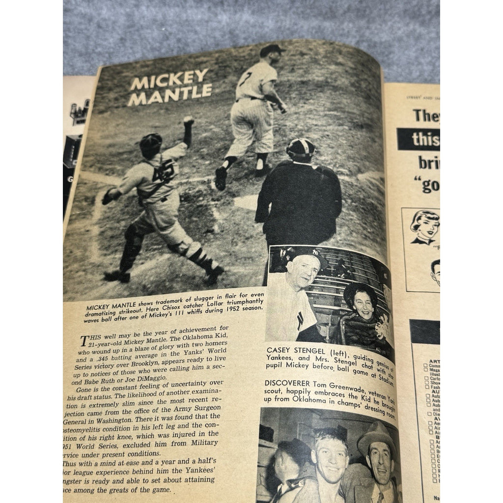1953 Street & Smith’s Baseball Pictorial Yearbook Mickey Mantle Yankees Cover