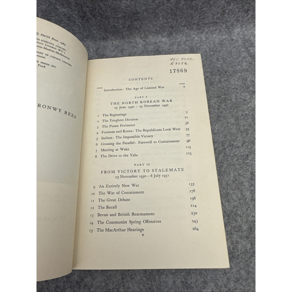 Korea The Limited War David Rees 1964 Hardcover