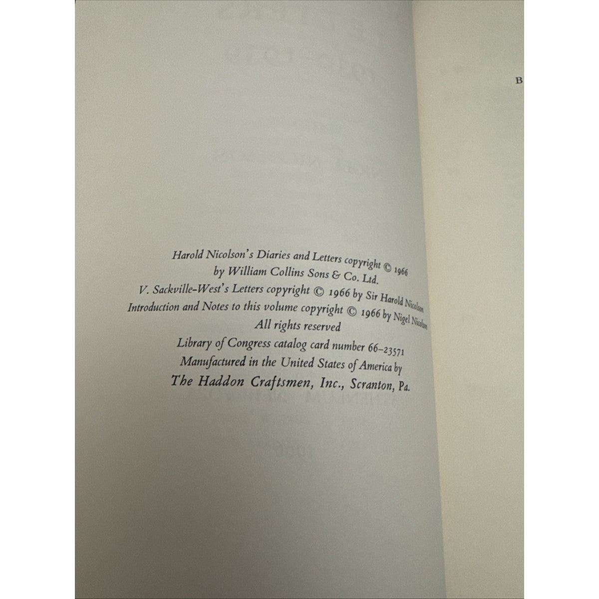 Diaries & Letters 1930-1939 Harold Nicholsen 1966 Atheneum HCDJ