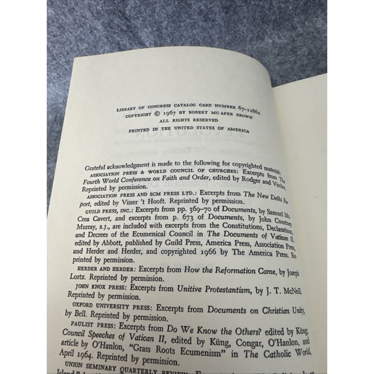 The Ecumenical Revolution Robert McAfee Brown 1967 Lectures William Belden Noble