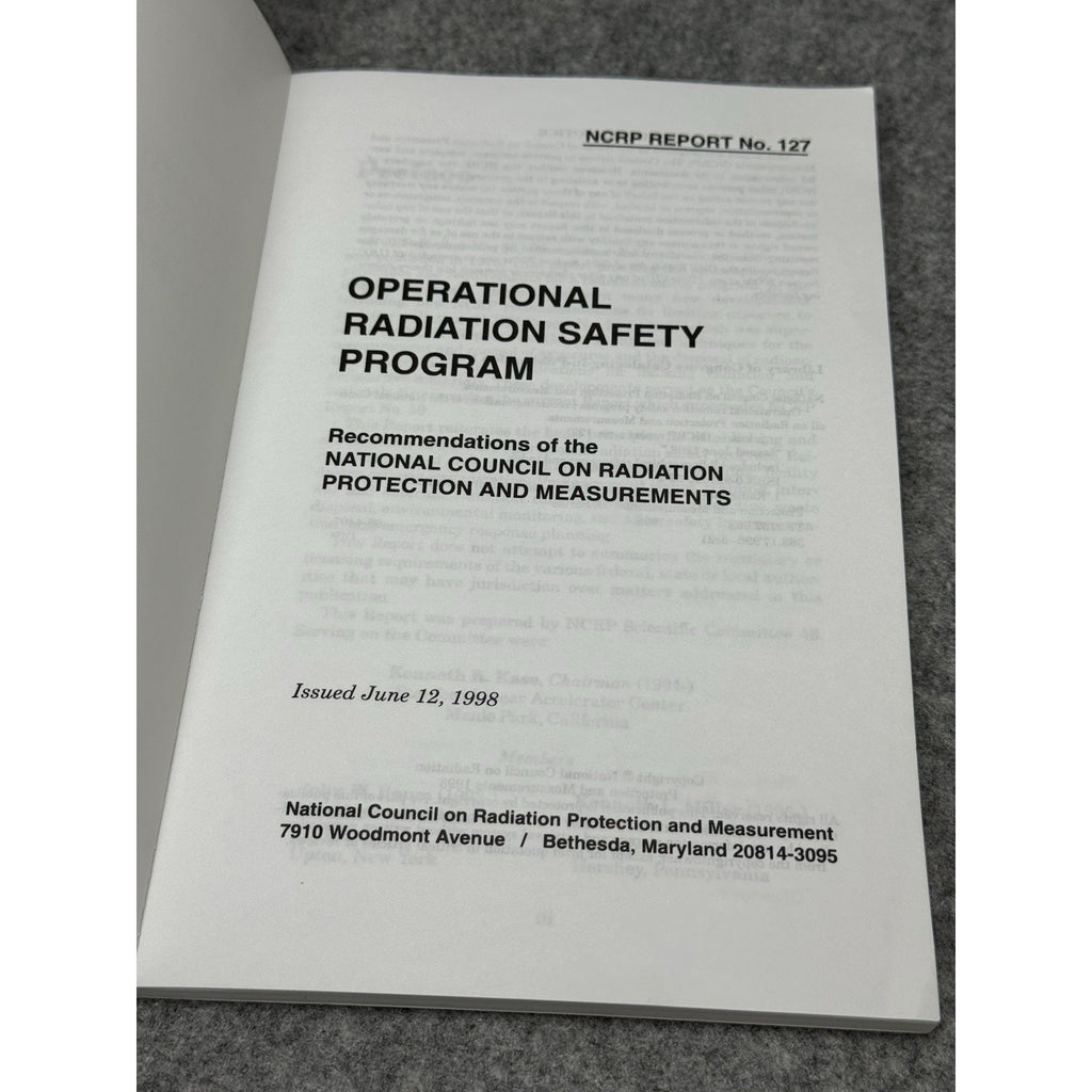 NCRP Report 127 Operational Radiation Safety Program Nuclear Reference